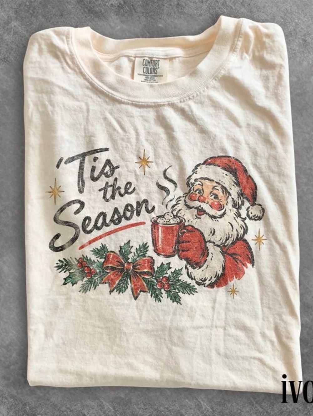 Comfort Colors Vintage Santa Claus Tis The Season Retro Christmas Tee